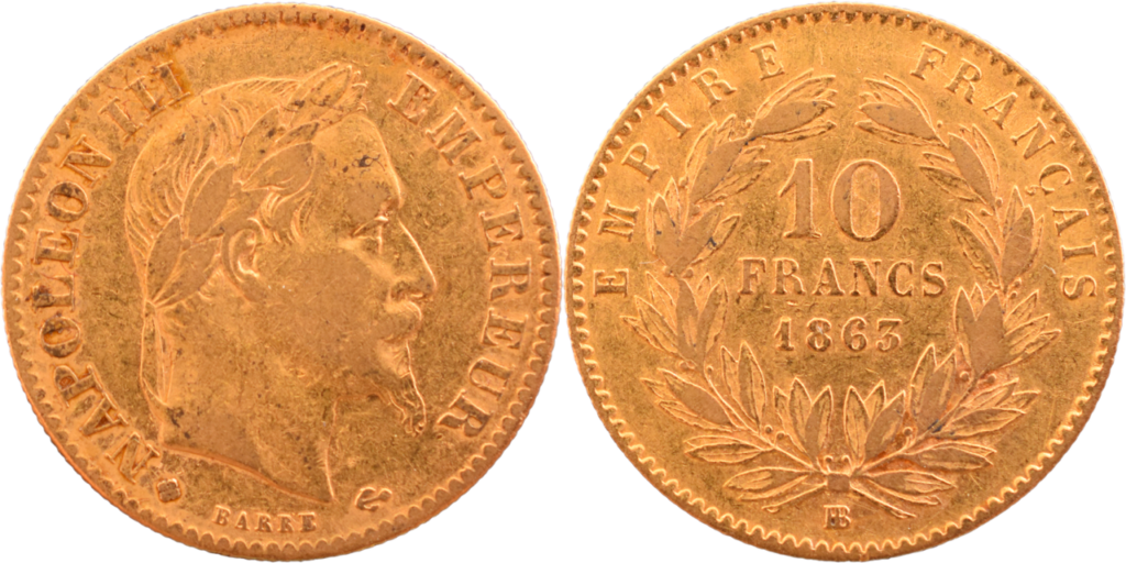 10 francs Napoléon III 1863 BB TB Parlons Monnaies