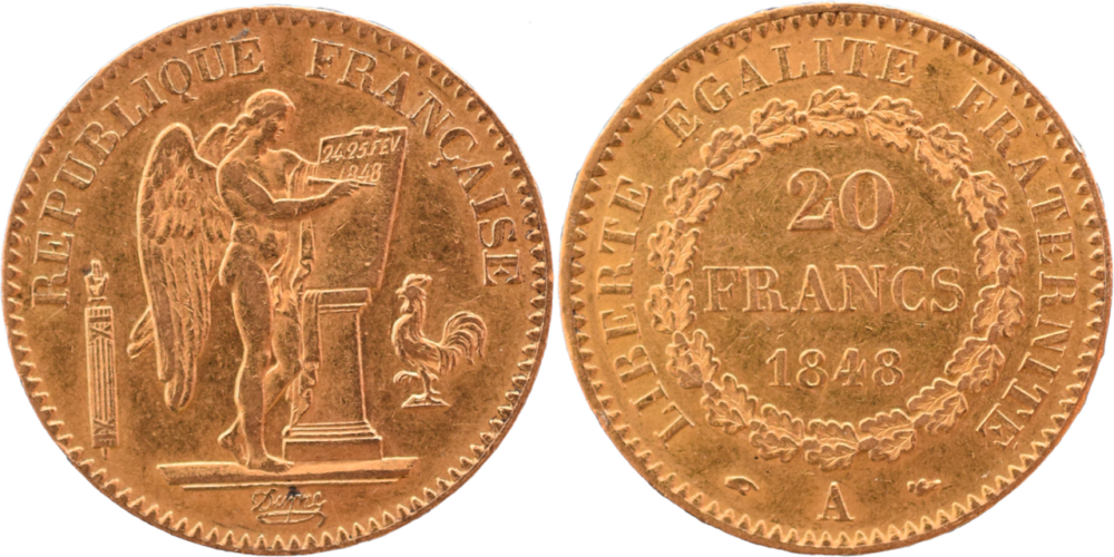 20 francs or Génie 1848 SUP droit et revers