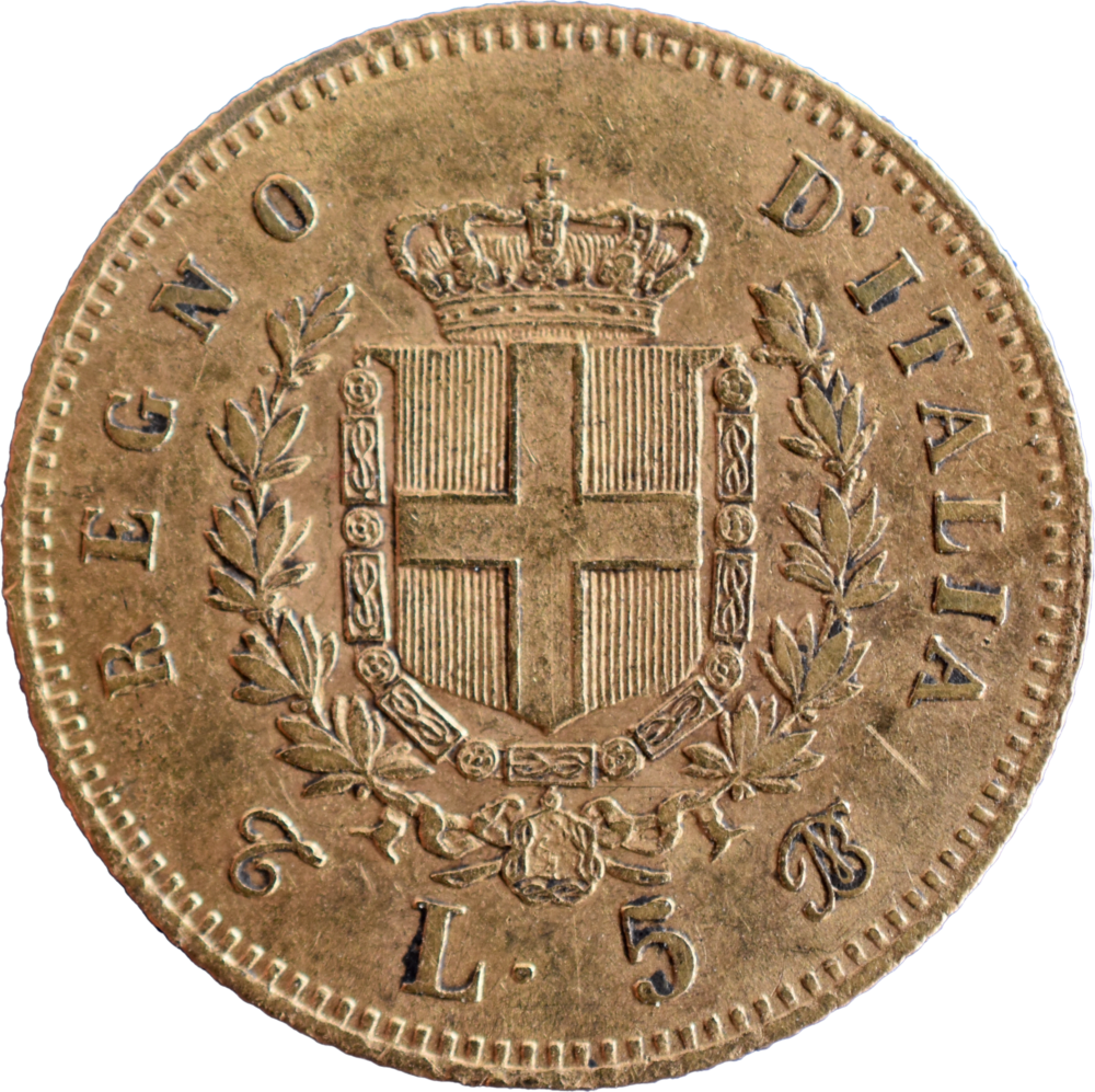 5 lire Vittorio Emanuele II 1863 T revers