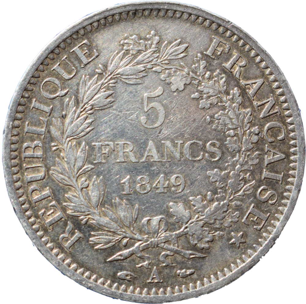 5 francs Hercule 1849 A revers