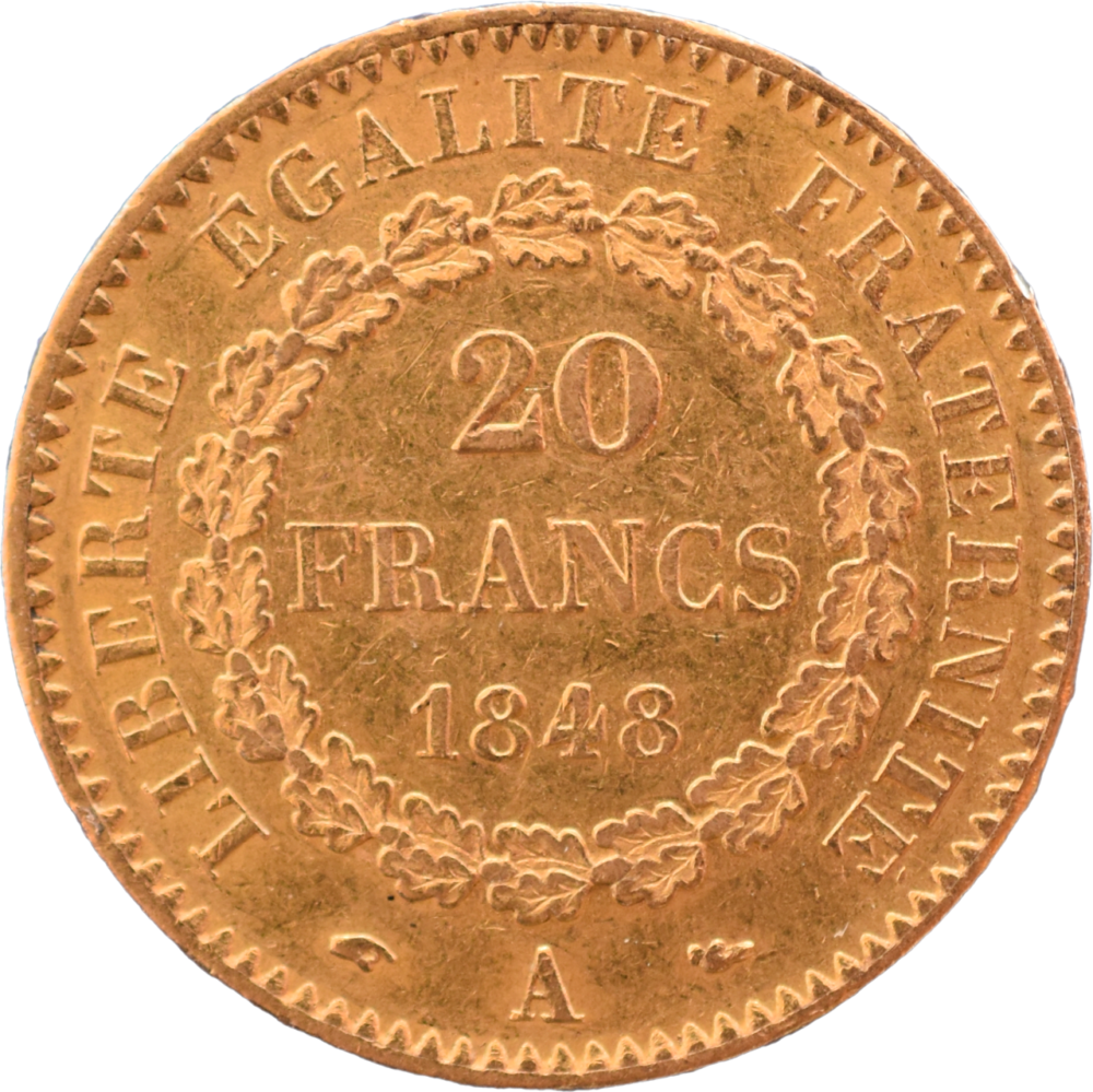 20 francs or Génie 1848 SUP revers