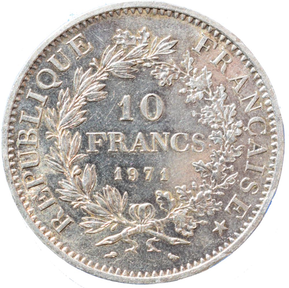 10 francs Hercule 1971 revers