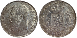 5 francs Léopold II 1871 droit et revers
