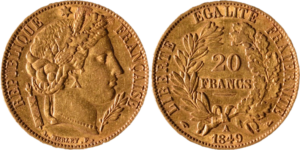 20 francs Cérès 1849 A droit et revers