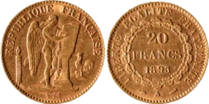 20 francs Génie 1893 A droit et revers