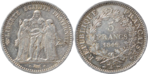 5 francs Hercule 1849 A droit et revers