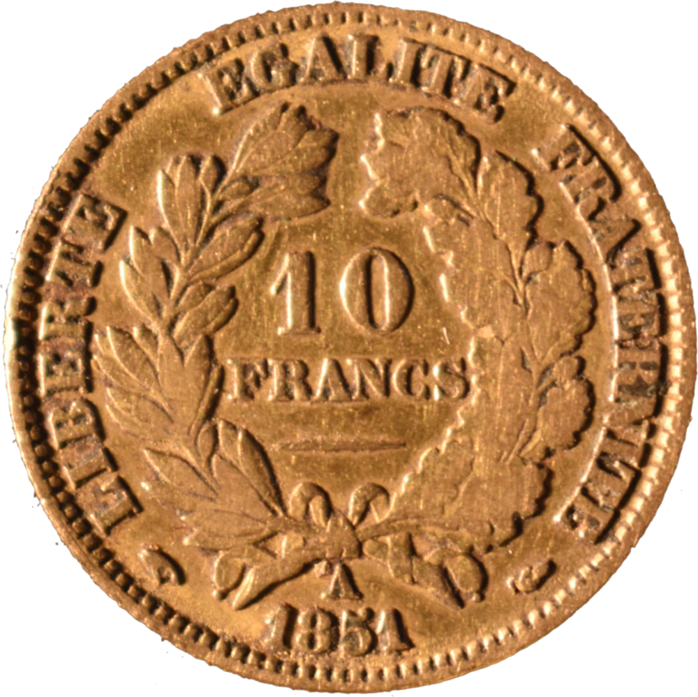 10 francs Cérès 1849 A revers