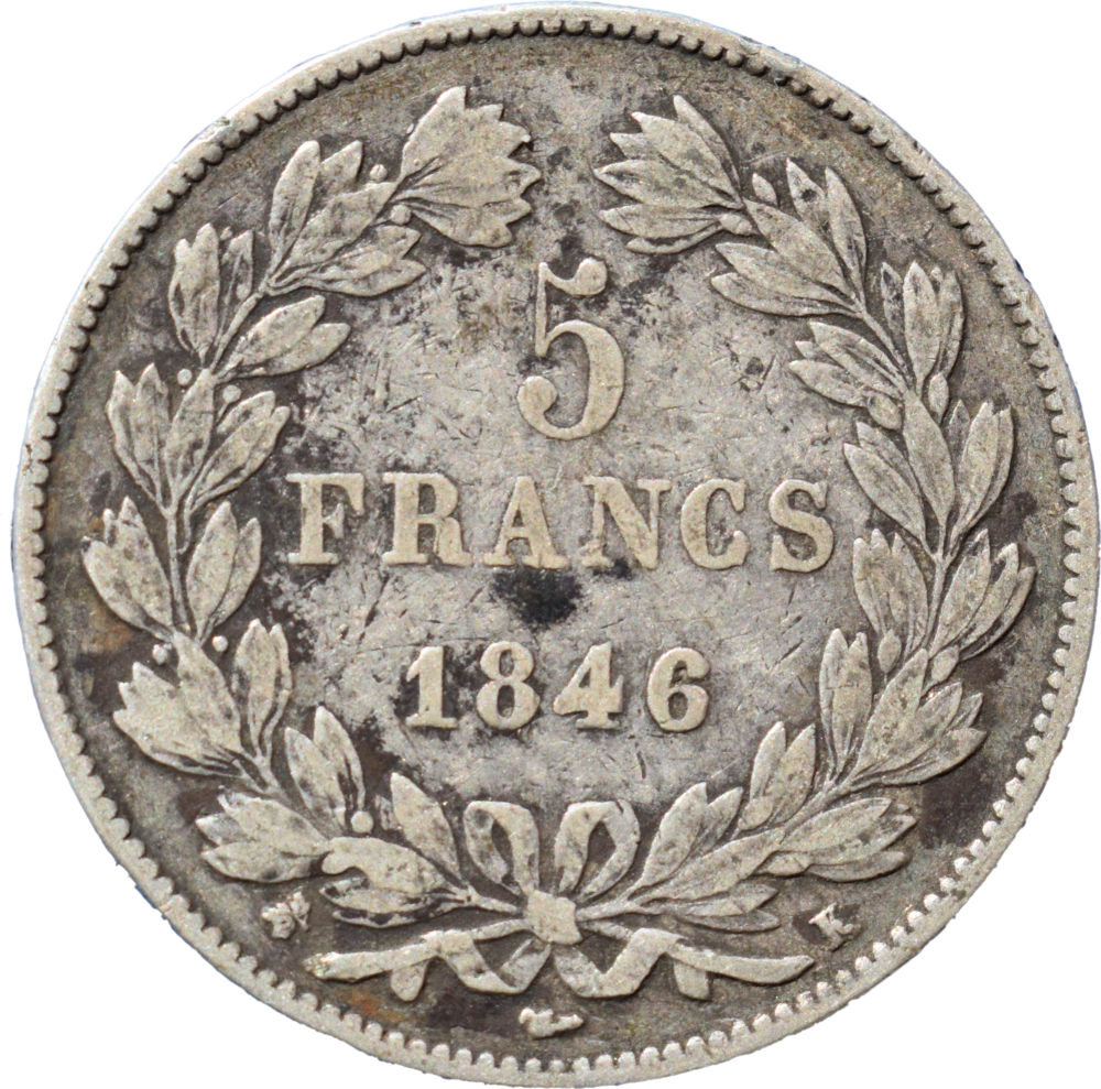 5 francs 1846 K Louis-Philippe I revers