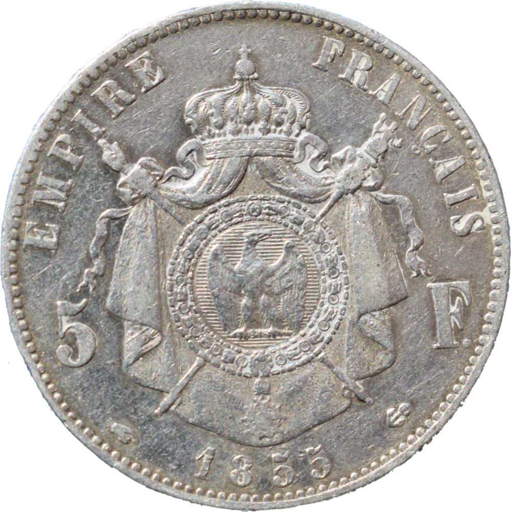 5 francs 1855 A Napoléon III revers