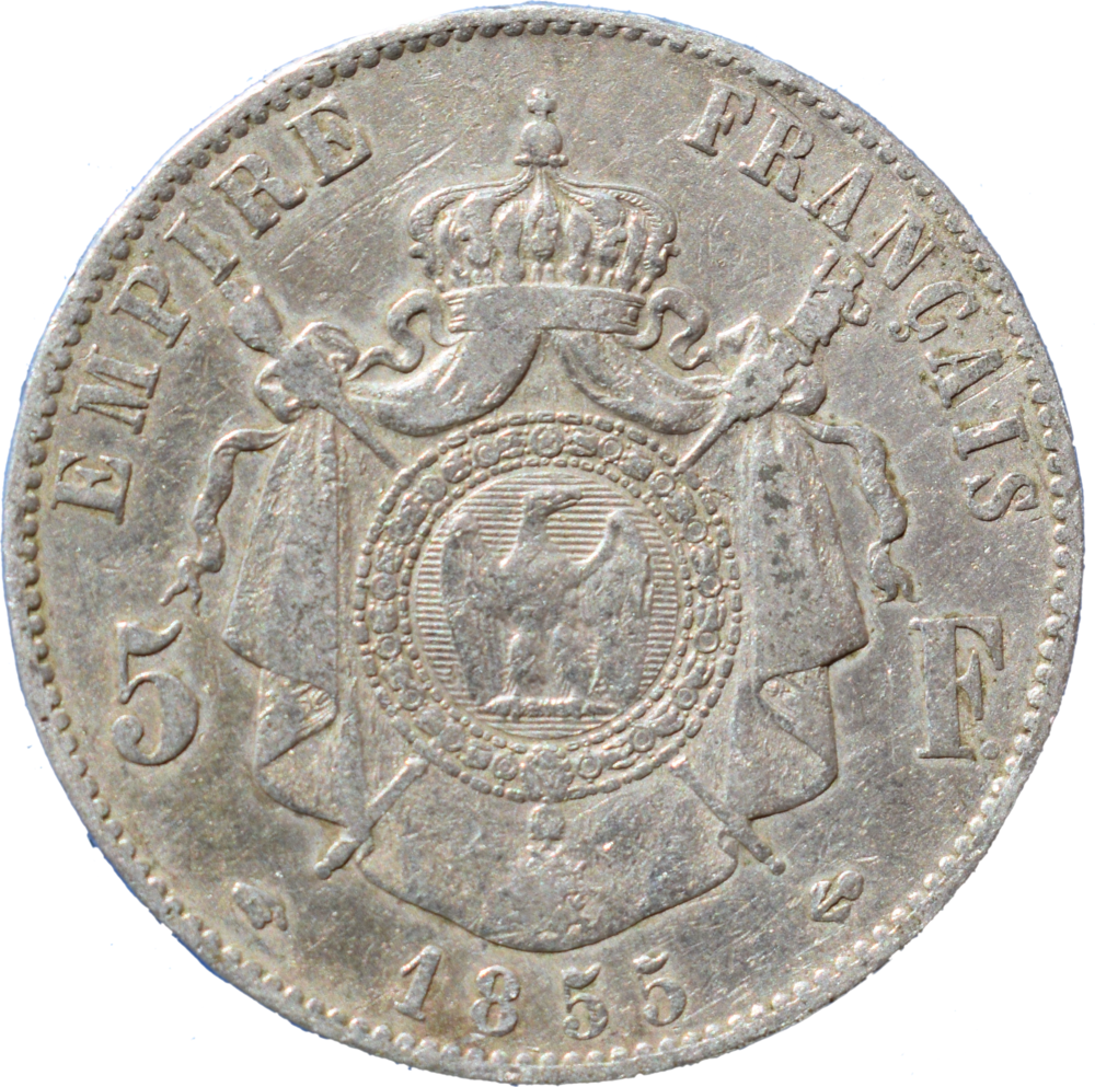 5 francs 1855 A Napoléon III revers