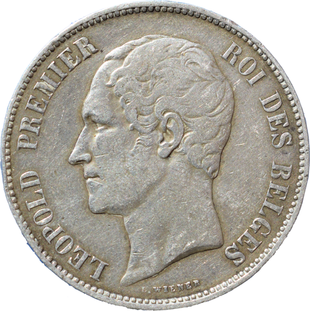 5 francs Léopold Premier 1871 « fautée » droit