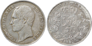 5 francs Léopold Premier 1871 « fautée » droit et revers