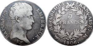 5 francs Napoléon Empereur 1806 M droit et revers