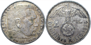 2 reichsmark 1939 A Paul Von Hindenburg droit et revers
