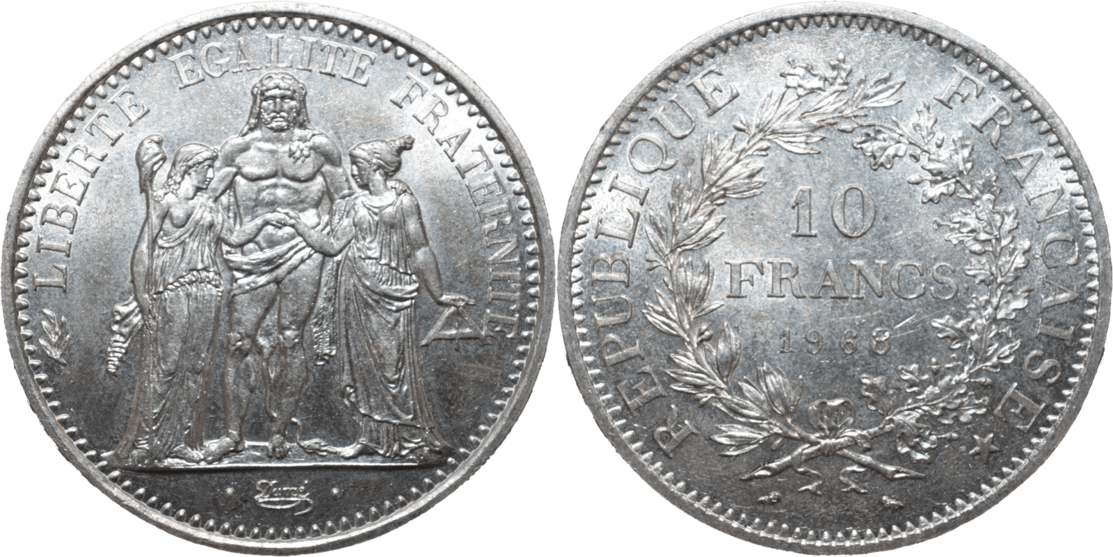 10 francs Hercule 1968 droit et revers