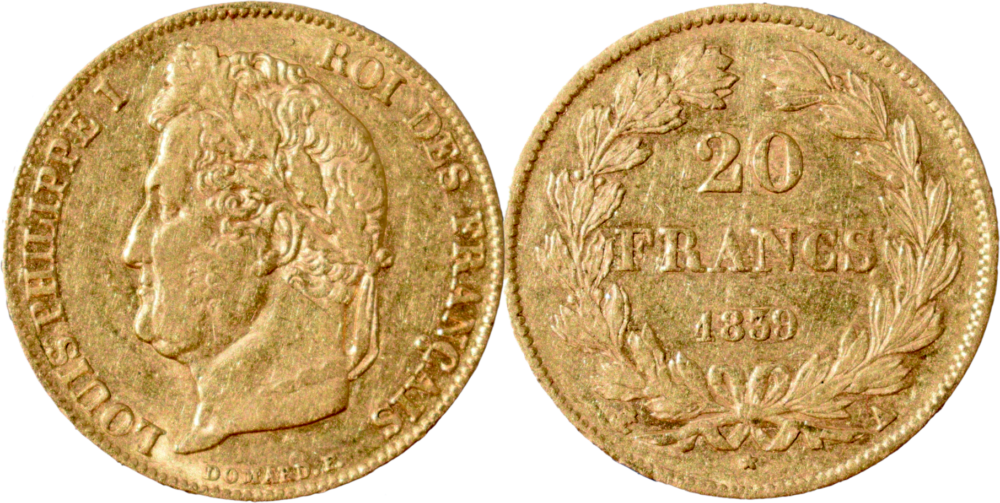 20 francs Louis-Philippe I 1839 A droit et revers