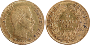 5 francs or Napoléon III 1857 A droit et revers