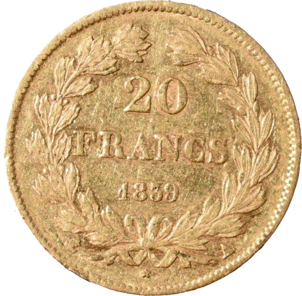 20 francs Louis-Philippe I 1839 A revers