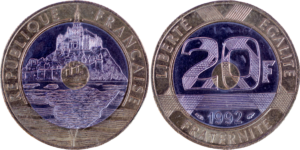 20 francs Mont Saint-Michel 1992 droit et revers