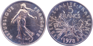 5 francs Semeuse 1978 FDC cupro-nickel droit et revers