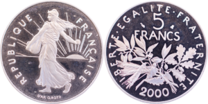 5 francs Semeuse 2000 BE/FDC cupro-nickel droit et revers