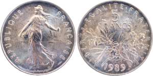 5 francs Semeuse 1989 FDC cupro-nickel droit et revers