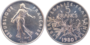 5 francs Semeuse 1980 FDC cupro-nickel droit et revers