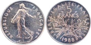 5 francs Semeuse 1988 FDC cupro-nickel droit et revers