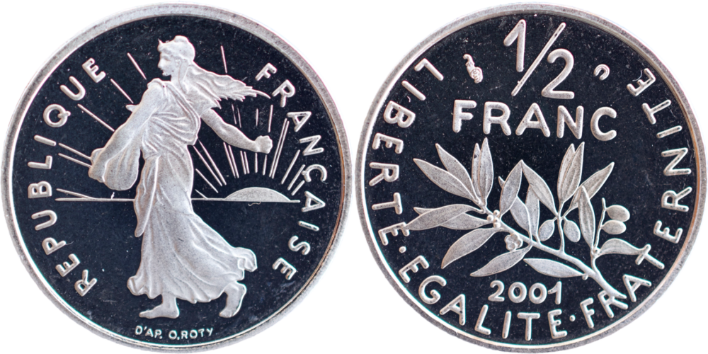 1/2 franc 2001 BE / FDC droit et revers