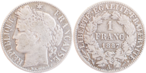 1 franc Cérès 1887 A droit et revers