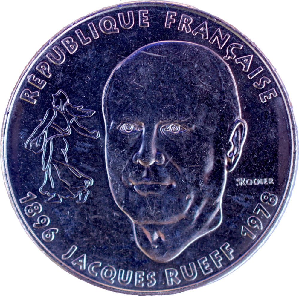 1 franc Jacques Rueff 1996 droit