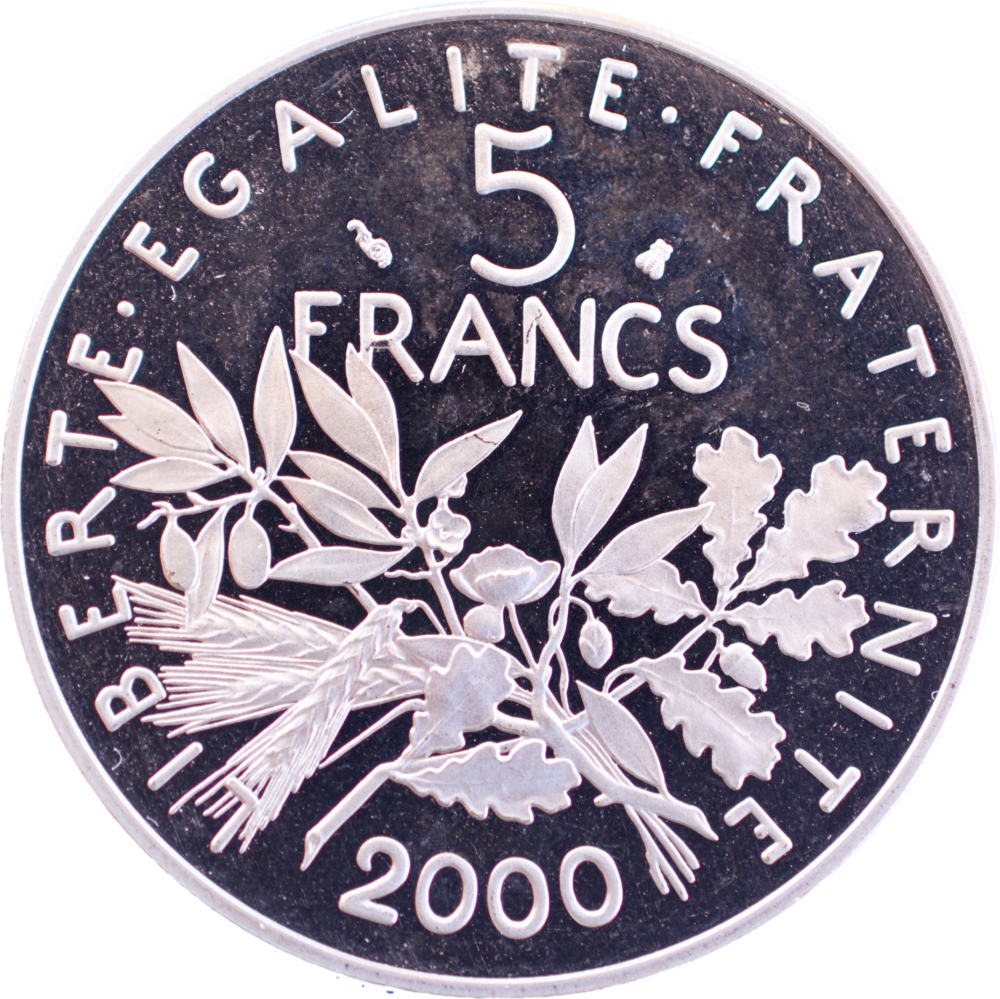 5 francs Semeuse 2000 BE/FDC cupro-nickel revers