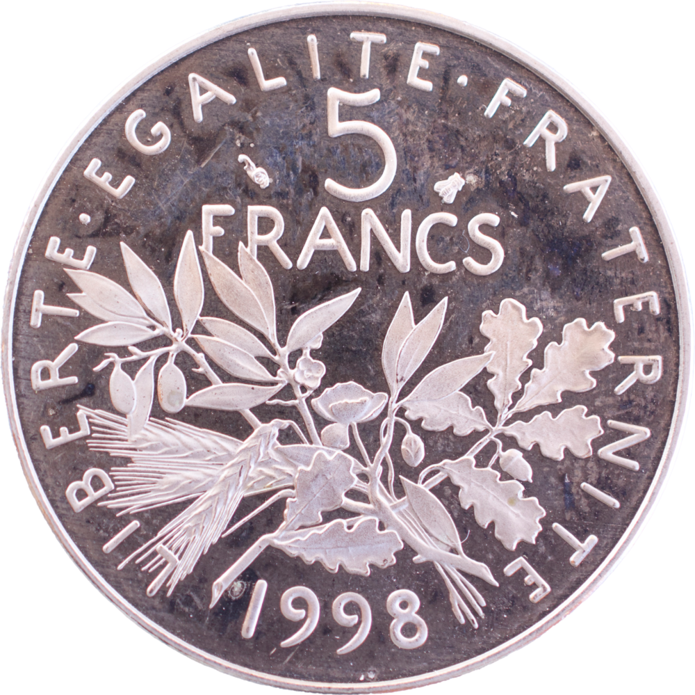 5 francs Semeuse 1998 BE/FDC cupro-nickel revers