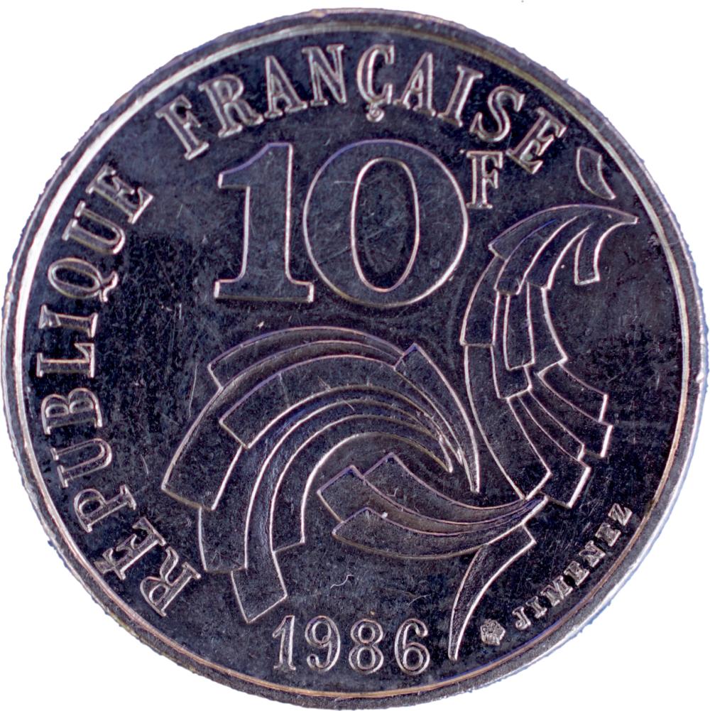 10 francs Jimenez 1986 revers