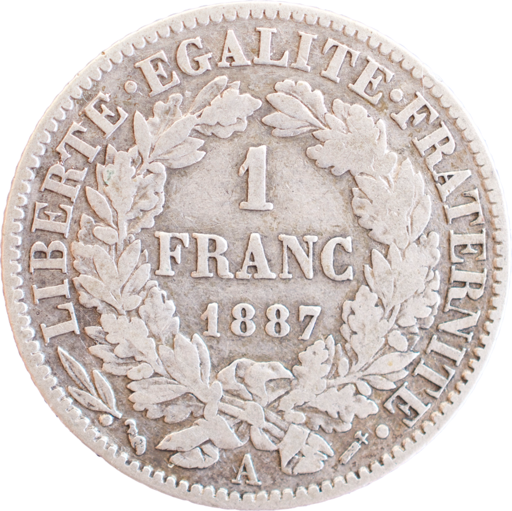 1 franc Cérès 1887 A revers