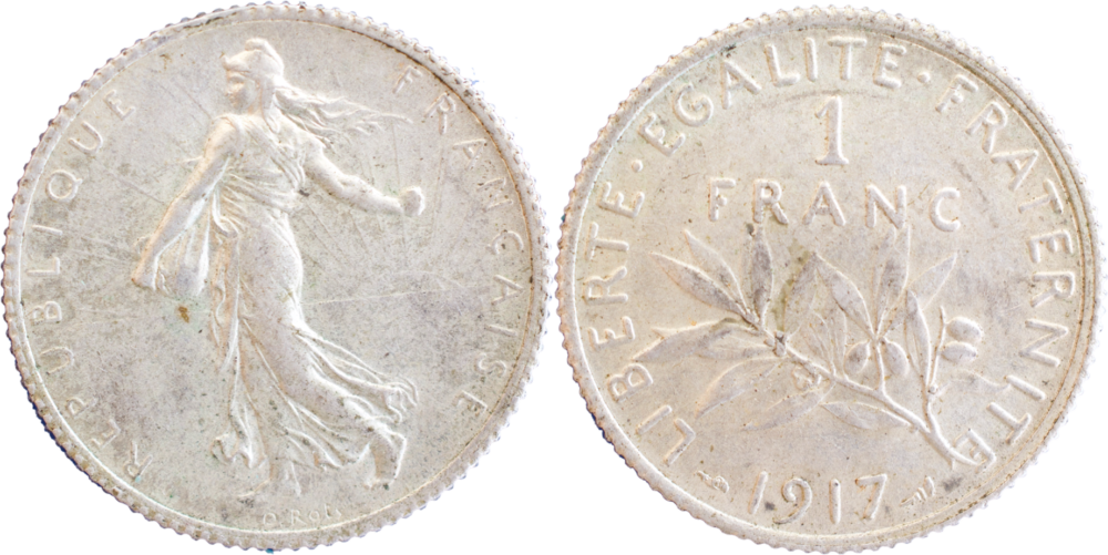 1 franc Semeuse 1917 droit et revers