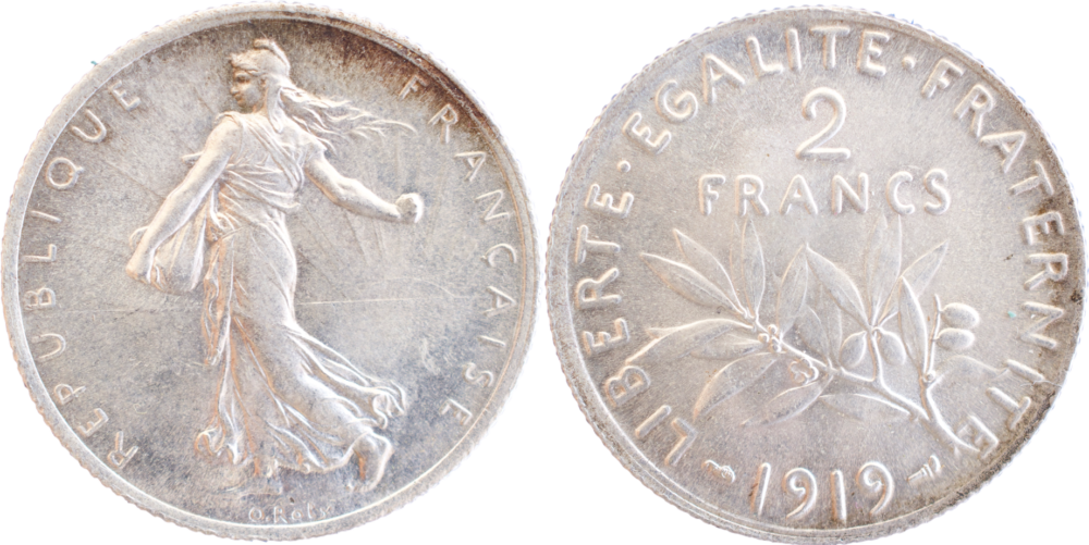 2 francs Semeuse 1919 droit et revers