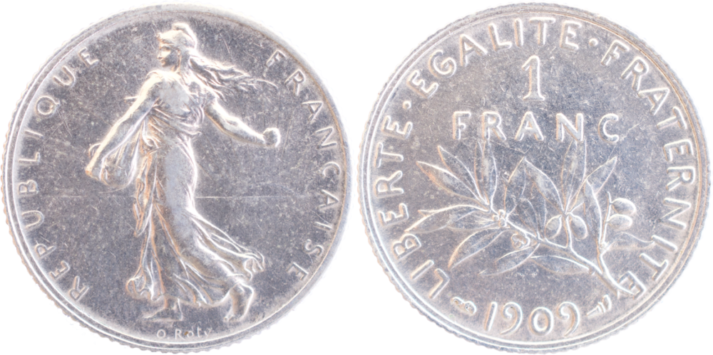 1 franc Semeuse 1909 droit et revers