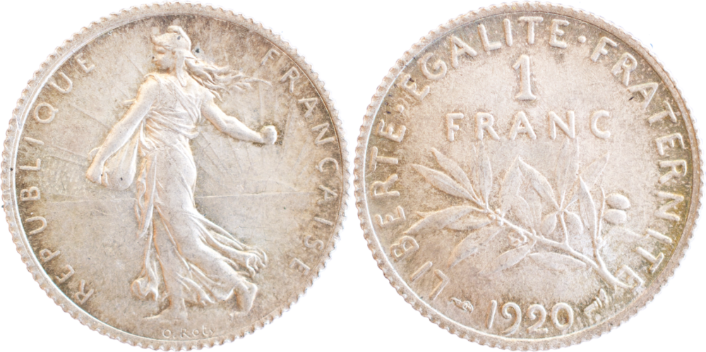 1 franc Semeuse 1920 droit et revers