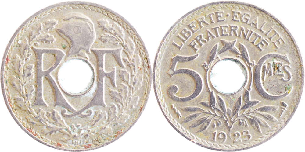 5 centimes Lindauer 1923 Poissy droit et revers