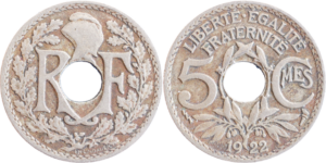 5 centimes Lindauer 1922 Poissy droit et revers