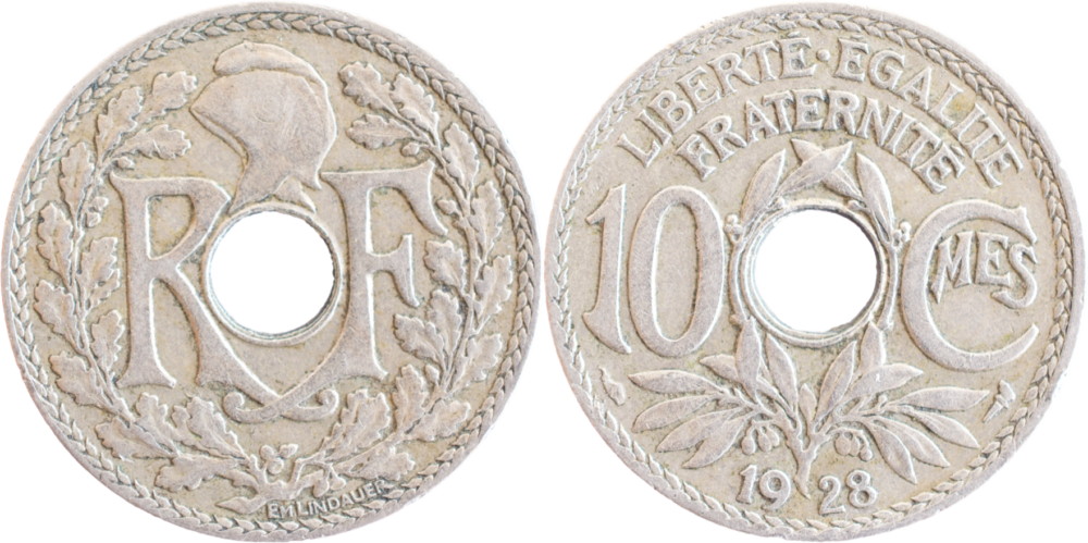 10 centimes Lindauer 1928 TTB droit et revers