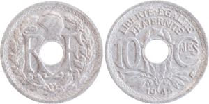 10 centimes Lindauer 1945 B « fautée » SPL droit et revers