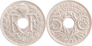 5 centimes Lindauer 1933 SUP droit et revers