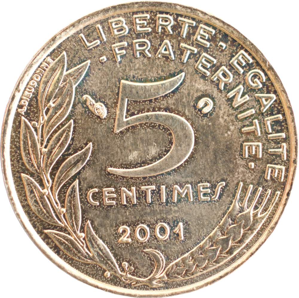 5 centimes Marianne 2001 FDC/BU revers