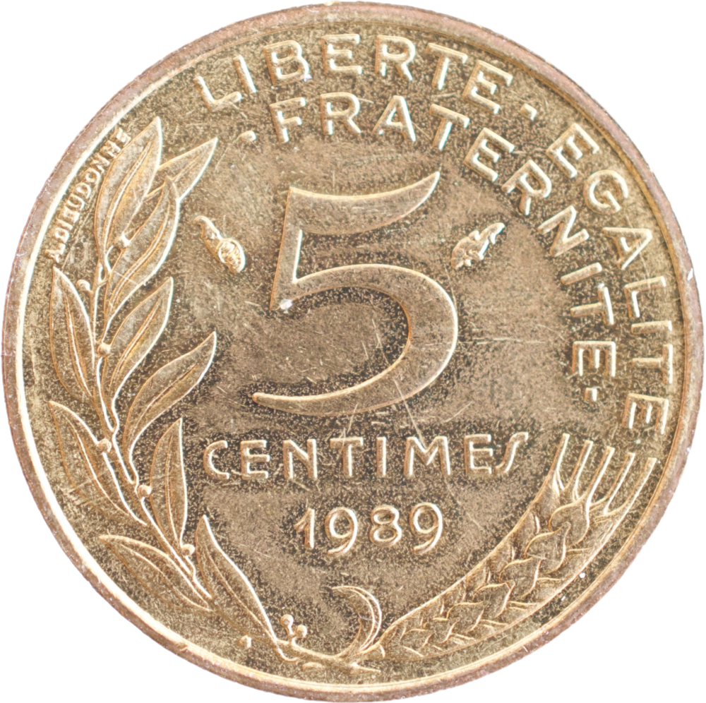 5 centimes Marianne 1989 SPL revers