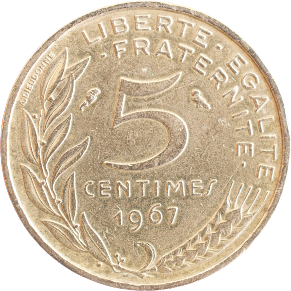 5 centimes Marianne 1967 SUP revers