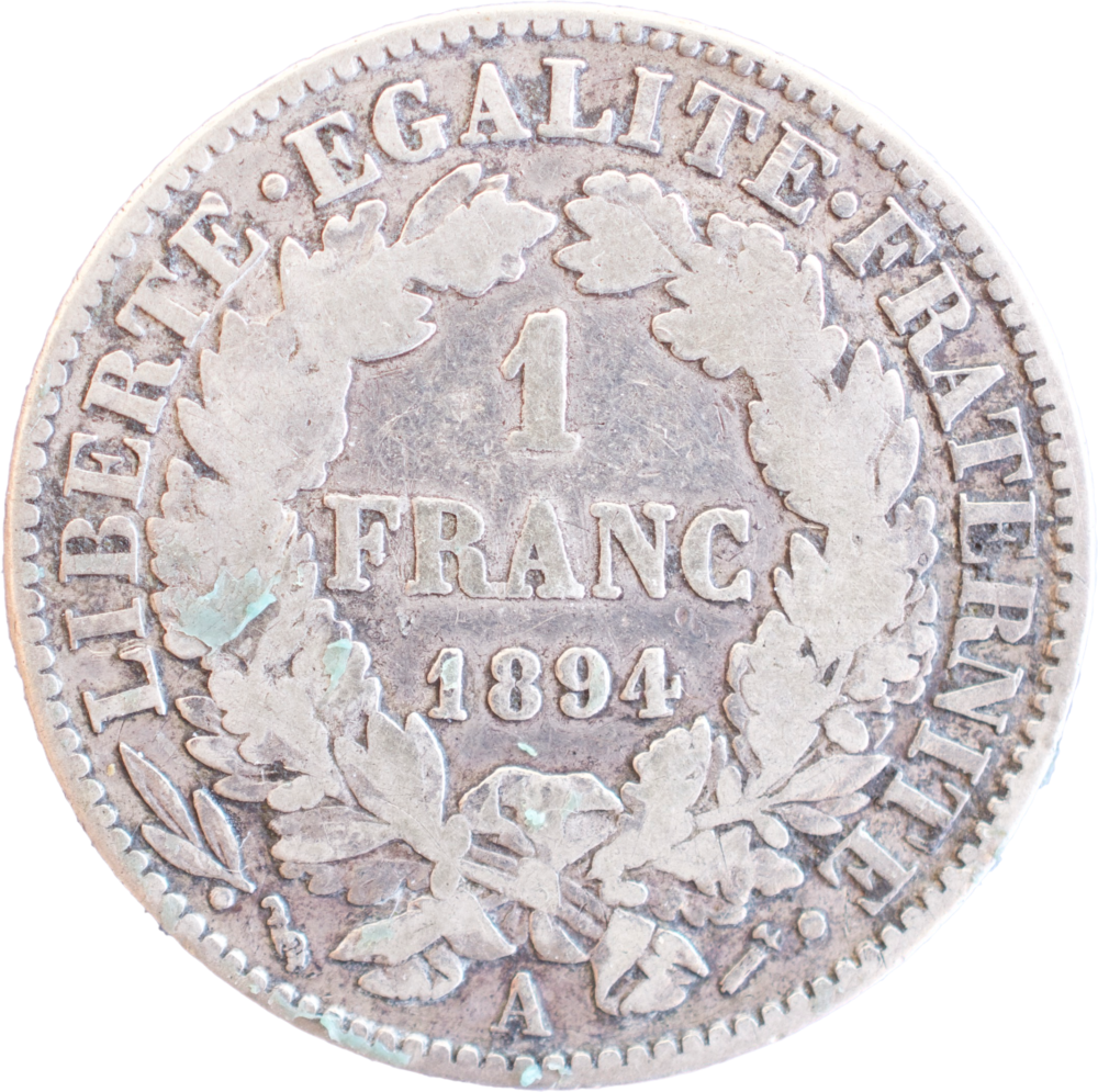 1 franc Cérès 1894 A revers