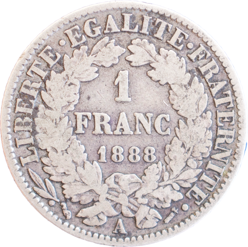 1 franc Cérès 1888 A revers