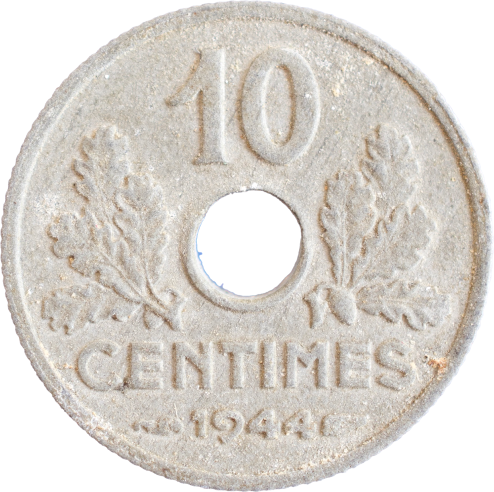 10 centimes Etat Français 1944 SUP revers